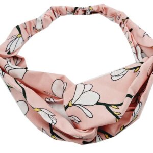 1745663261 Haarband Twist 5cm – Bloemenprint – Gladde Stof – Roze
