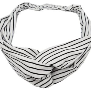 Haarband Twist 5cm – Streepprint – Gladde Stof – Wit Zwart