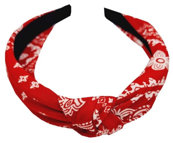 1756399609 Haarband Diadeem 3cm – Knoop – Paisleyprint Stof – Rood