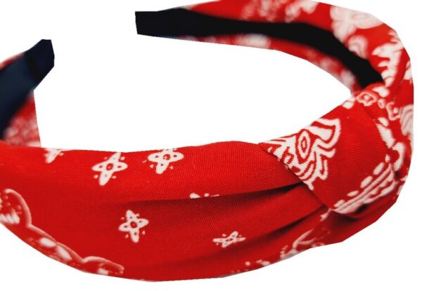 1756399615 Haarband Diadeem 3cm – Knoop – Paisleyprint Stof – Rood