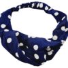 1758152983 Haarband Twist 5cm – Stippenprint – Gladde Stof – Wit Donkerblauw