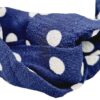 1758152986 Haarband Twist 5cm – Stippenprint – Gladde Stof – Wit Donkerblauw