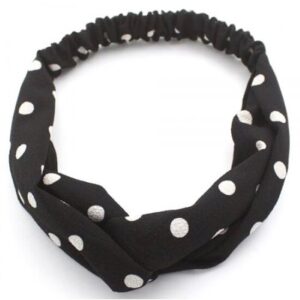 Haarband Twist 5cm – Stippenprint – Gladde Stof – Zwart Wit