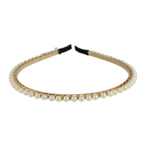 Haarband Diadeem 0,5cm – Parels & Ketting – Metaal – Wit Goud