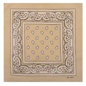 Haarband bandana zakdoek – Paisley print katoen 55cm – Beige