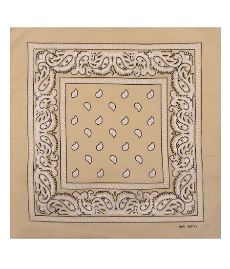 1944414018 Haarband bandana zakdoek – Paisley print katoen 55cm – Beige