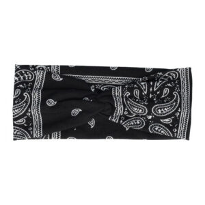 Haarband Twist 10cm – Paisleyprint – Jersey Stof – Zwart