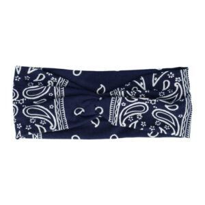 Haarband Twist 10cm – Paisleyprint – Jersey Stof – Donkerblauw