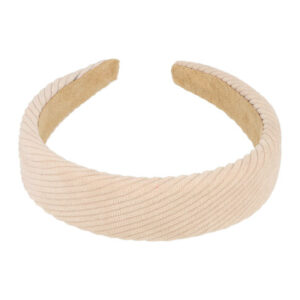 Haarband Diadeem 3cm – Zacht Gevuld – Ribstof – Beige