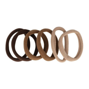 Haarelastieken basic - Endless 5cm - Beige bruin - Set van 6