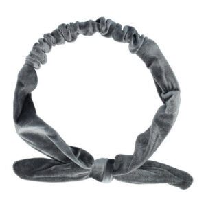 Haarband Knoop 6cm – Strikje met IJzerdraad – Effen Kleur – Velvet stof – Grijs