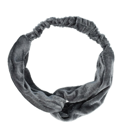 2062105197 Haarband Twist 6cm – Effen Kleur – Velvet Stof – Grijs