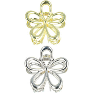 Haarspeld Haarklemmen 6,5cm – Bloemvorm – Metaal – Goud Zilver – Set van 2