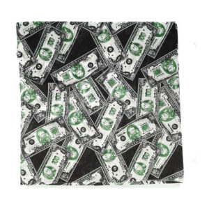 Haarband bandana zakdoek – Dollar katoen 55cm – Zwart groen wit