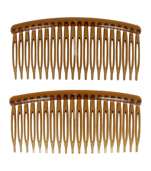 2080169613 Haarspeld Sierkam Opsteekkammen - Basic grove tand 10cm - Bruin - Set van 2