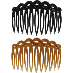 Haarspeld Sierkam Opsteekkammen - Wave grove tand 7,5cm - Zwart bruin - Set van 2