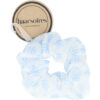 2081883816 Haarelastiek Scrunchie – Bloemenprint – Dunne Stof – Blauw Wit