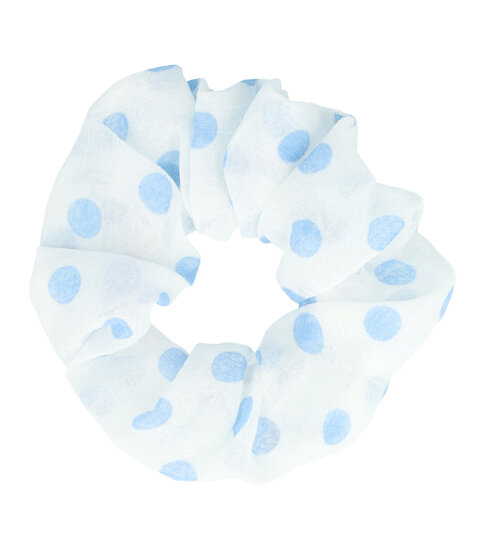 2081884200 Haarelastiek Scrunchie β Stippenprint β Dunne Stof β Wit Blauw