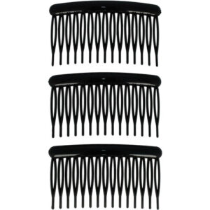 Haarspeld Sierkam Opsteekkammen - Basic grove tand 8cm - Zwart - Set van 3