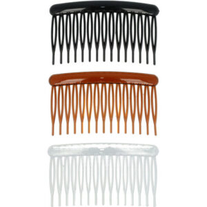 Haarspeld Sierkam Opsteekkammen - Basic grove tand 8cm - Zwart transparant bruin - Set van 3