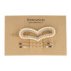 2082133938 Haarspeld haarclip - Hart parel strass steentjes 5cm - Goud wit – Set van 3