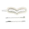 2082145509 Haarspeld haarclip - Hart parel strass steentjes 5cm - Zilver wit – Set van 3