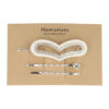 2082145521 Haarspeld haarclip - Hart parel strass steentjes 5cm - Zilver wit – Set van 3