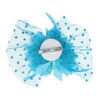 Haarspeld Duckklem 12cm – XL Bloem van Stof met Kralen & Veren – Aqua Blauw