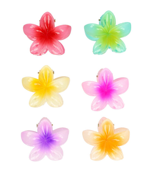 Haarspeld Haarklemmen 4cm – Lelie Bloemvorm – Roze Groen Geel Oranje Paars – Set van 6