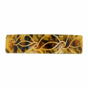 Haarspeld Patentspeld Recht 9cm – Marmer Patroon – Sierlijke Lijnen – Goud/Bruin