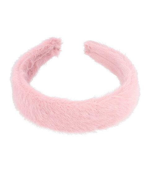 2083299615 Haarband Diadeem 3cm – Fluffy Teddy Imitatiebont – Roze