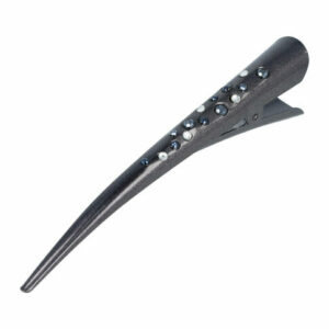 Duckklem Haarspeld 13cm – Basic – Duo Steentjes – Metaal – Zwart