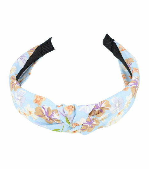 2083299702 Haarband Diadeem 3cm – Knoop & Bloemenprint Stof – Pastel Kleuren – Groen