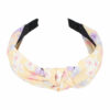 2083300764 Haarband Diadeem 3cm – Knoop & Bloemenprint Stof – Pastel Kleuren – Geel
