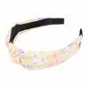 2083300767 Haarband Diadeem 3cm – Knoop & Bloemenprint Stof – Pastel Kleuren – Geel