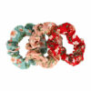 2083336320 Haarelastiek Scrunchie β Bloemenprint β Gladde Stof β Roze Blauw Rood β Set van 3