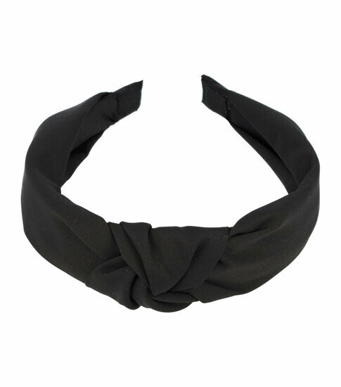 2083336428 Haarband Diadeem 3cm – Knoop Effen Kleur – Gladde Stof – Zwart