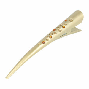 Duckklem Haarspeld 13cm – Basic – Duo Steentjes – Metaal – Goud