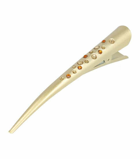 2083336509 Duckklem Haarspeld 13cm – Basic – Duo Steentjes – Metaal – Goud