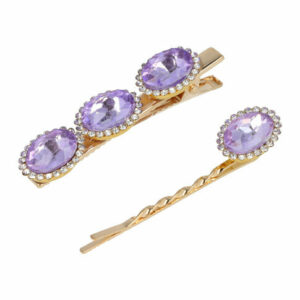 Haarspeld Duckklem en Schuifspeldje 5,5cm – Facet Stenen – Paars – Set van 2