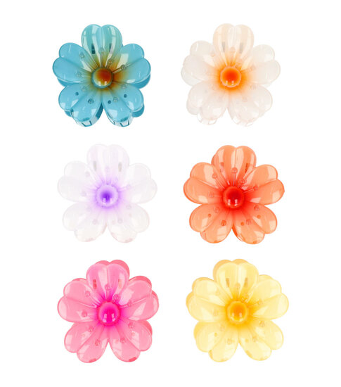 2083791009 Haarspeld Haarklemmen 7cm – XL Bloemvorm – Wit Roze Geel Blauw – Set van 6