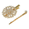 2087673987 Haarspeld Duckklem & Schuifspeldje 5cm – Bloemvorm met Glitter Steentjes – Goud – Set van 2