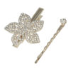 2087690088 Haarspeld Duckklem & Schuifspeldje 5cm – Bloemvorm met Strass Steentjes – Zilver – Set van 2