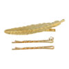 2087713341 Haarspeld Duckklem & Schuifspeldjes 8cm – Veervorm en Steentje – Goud – Set van 3