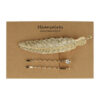 2087713347 Haarspeld Duckklem & Schuifspeldjes 8cm – Veervorm en Steentje – Goud – Set van 3