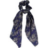 2090899989 Haarelastiek Scrunchie – Paisleyprint – 25cm Linten – Gladde Stof – Donkerblauw