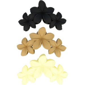 Haarspeld Haarklemmen 11cm – XL Bloemvorm – Zwart Bruin Creme – Set van 3