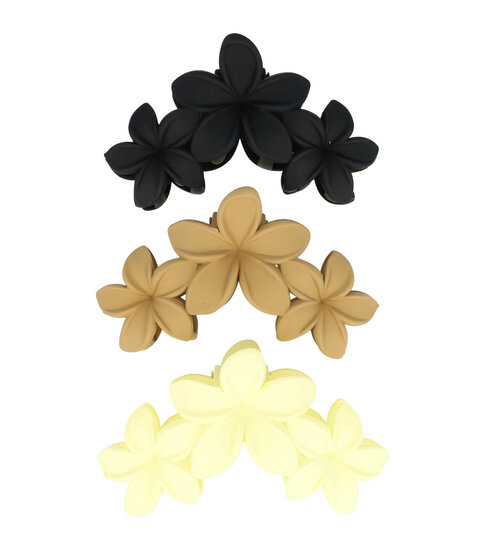 2091487779 Haarspeld Haarklemmen 11cm – XL Bloemvorm – Zwart Bruin Creme – Set van 3