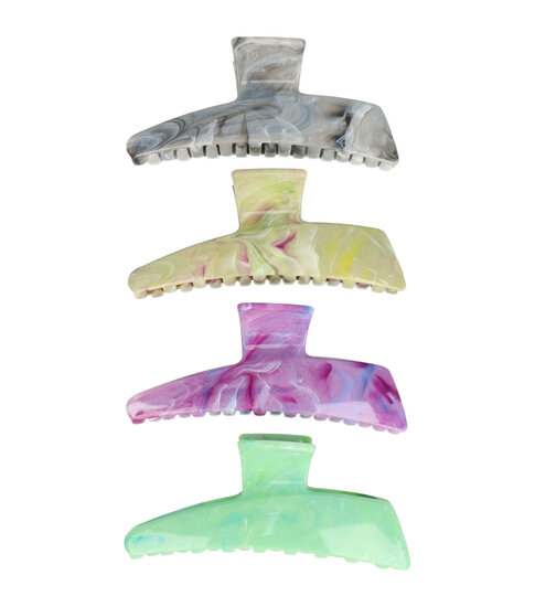 2091520542 Haarspeld Haarklemmen 11cm – XL Schuine Vorm – Marmerpatroon – Groen Grijs Paars – Set van 4