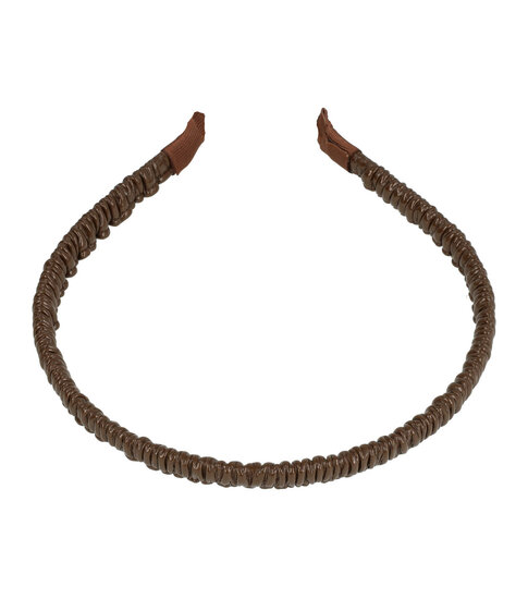 2093331693 Haarband Diadeem 1cm – Gerimpeld Imitatie Lakleer – Donkerbruin